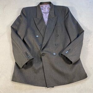 Pietro Luna Men’s Classic Gray Double-Breasted Wool Blazer Suit Jacket